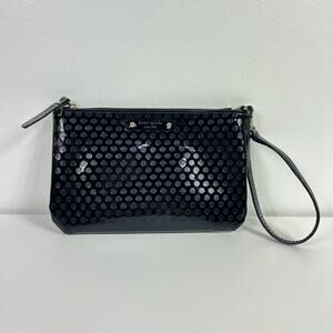 Kate Spade Black Polka Dot Spade Hot Pink Wristlet Wallet
